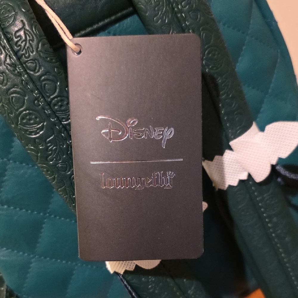 Loungefly Teal Quilted Backpack with Gold Accents - Picture 4 of 11